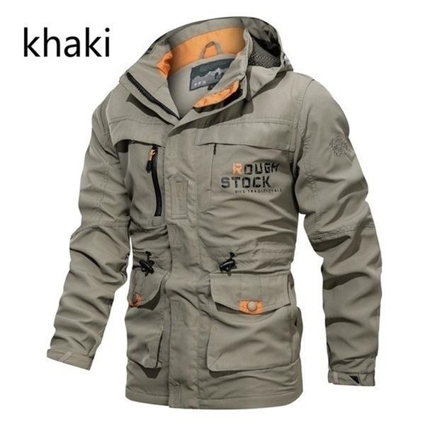 

Новая мужская водонепроницаемая ветрозащитная военная куртка с капюшоном, костюм для альпинизма, многокарманная военная тактическая куртка M-5XL M хаки