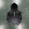 Mens Hooded Puffer Jacket Winter Warm Thick Cotton-Padded Outerwear Loose Fit Streetwear Classic Black Ice Blue