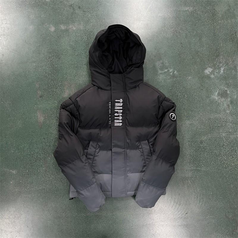 Mens Hooded Puffer Jacket Winter Warm Thick Cotton-Padded Outerwear Loose Fit Streetwear Classic Black Ice Blue