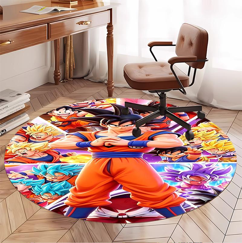 DRAGON BALL Desenli Yuvarlak Halı, İç/Dış Mekan Paspası, Piknik, Oyun Odası, Yatak Odası, Ofis, Oturma Odası, Ev Dekorasyonu Halısı, Doğum Günü Hediyesi