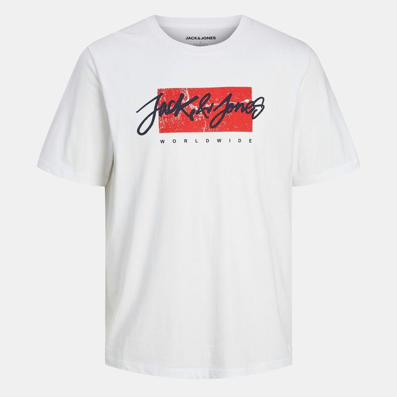 Tee shirt white jwhtiley 12287690 4400 Homme JACK & JONES