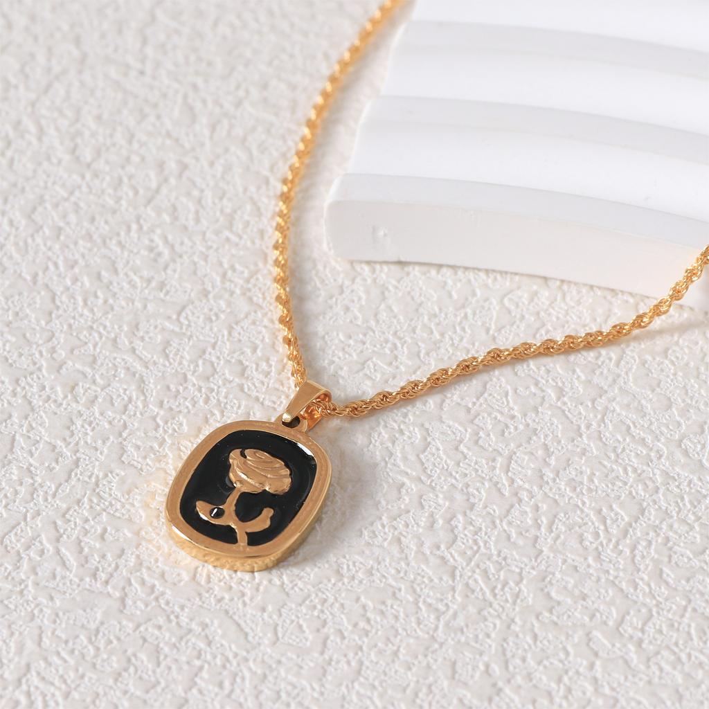 Hochwertige Exquisite Emaille Tropfende Rose Halskette für Damen Leichter Luxus Nische Schlüsselbeinkette