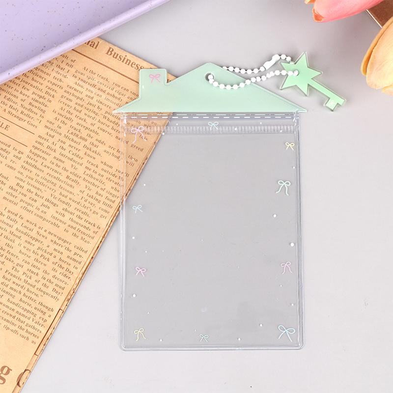 Roztomilý kreslený průhledný obal na karty ve tvaru domu Pvc průhledný držák na fotografie Odznak ID Pouzdro na kreditní karty Chránič studentských areálových karet