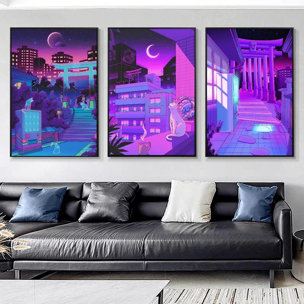 Sonnenuntergang Spaziergang IN DER STADT Poster Gute Qualität Drucke Und Poster Vintage Zimmer Leinwandgemälde Heim Bar Café Dekor Ästhetische Kunst