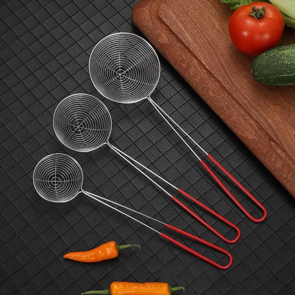 Stainless Steel Pearl Colander Red Handle Milk Tea Shop Essential Pearl Spoon Filter Colander Boba Strainer Milk Tea Spoon