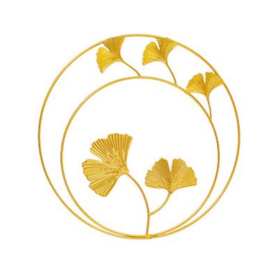 Decorative Wall Hanging Decor Round Golden Light Luxury Leaf Wall Ornament for Home Ginkgo Biloba Double Round