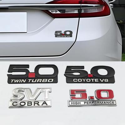 3D Metal 5.0 V8 Logo Badge Sticker Rear Trunk Emblem Fender Side Emblem Decal Auto Accessories