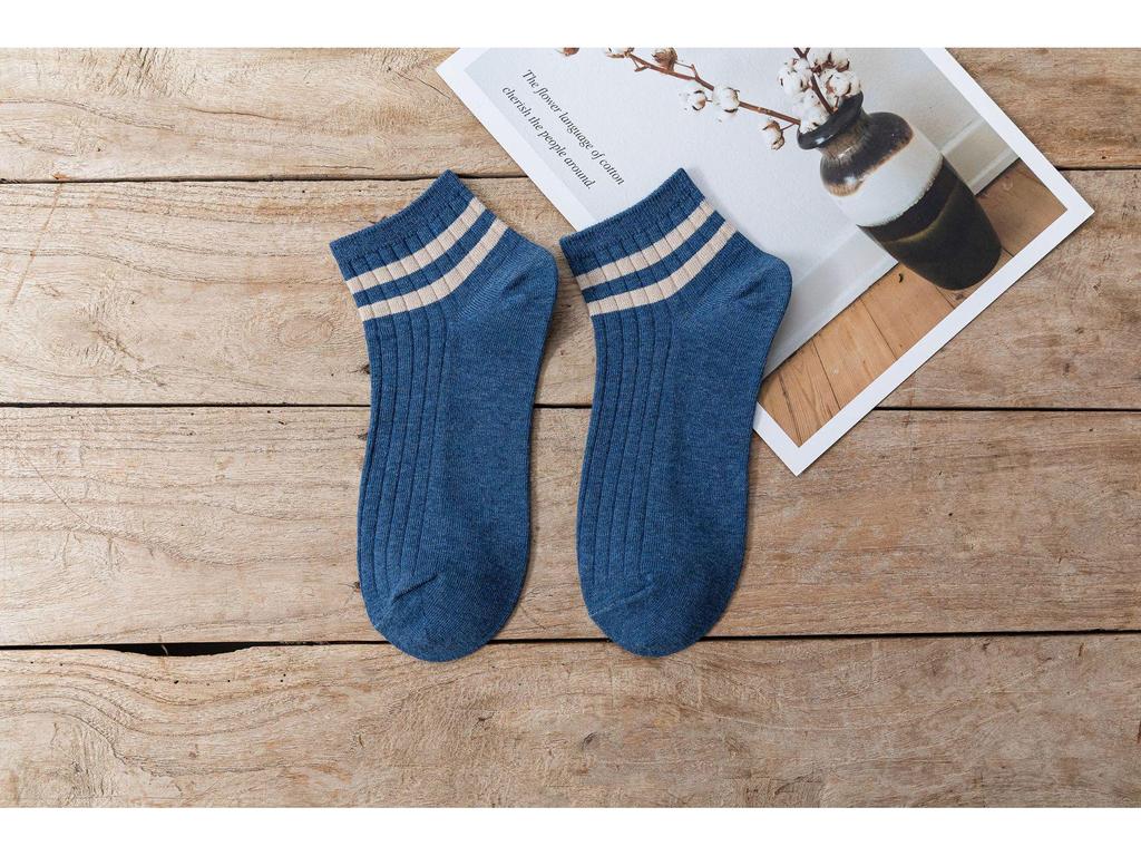 Men's Four Seasons Double Stripe Japanese Style Low-Cut Sporty Socks