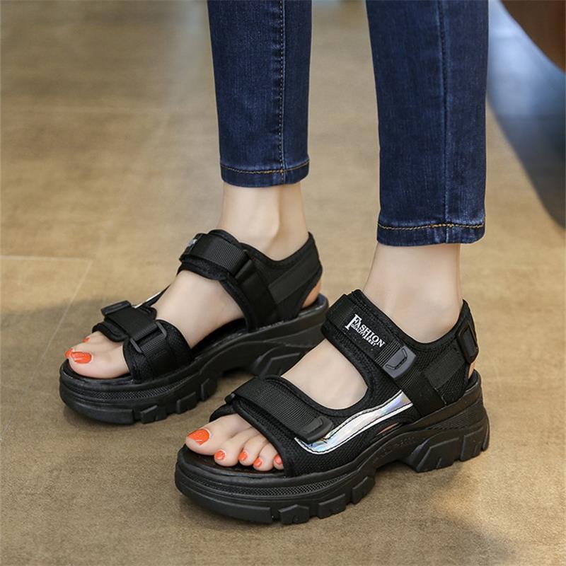 

Fairy Style Women s Thick-Soled Velcro Sandals - Trendy Summer Dad Shoes for Skirt and Beach. 37