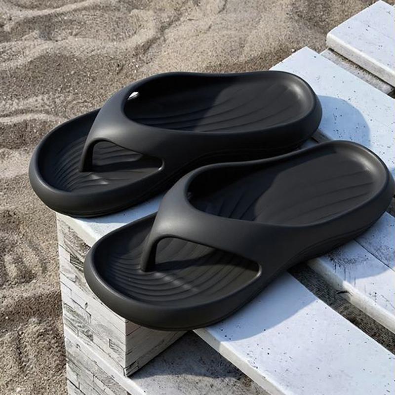 Casual Thick Bottom Thong Slippers For Men Outdoor Beach Shoes Anti-Slip Summer Flip Flops Trendy Comfortable Eva Flat Sandals
