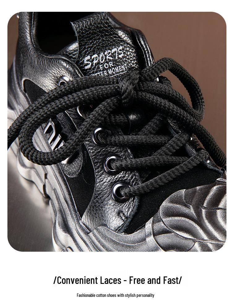 2025 New Women's Genuine Leather Wedge Heel Loafers - British Style, Thick Sole, Mid-Heel, Round Toe for Autumn/Winter