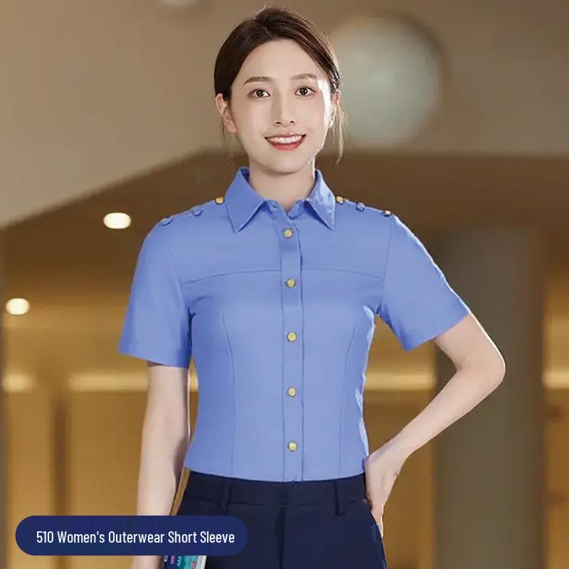 Modern Blue Railway Work Shirt - Men s & Women s Short/Long Sleeve Crew Uniform XL