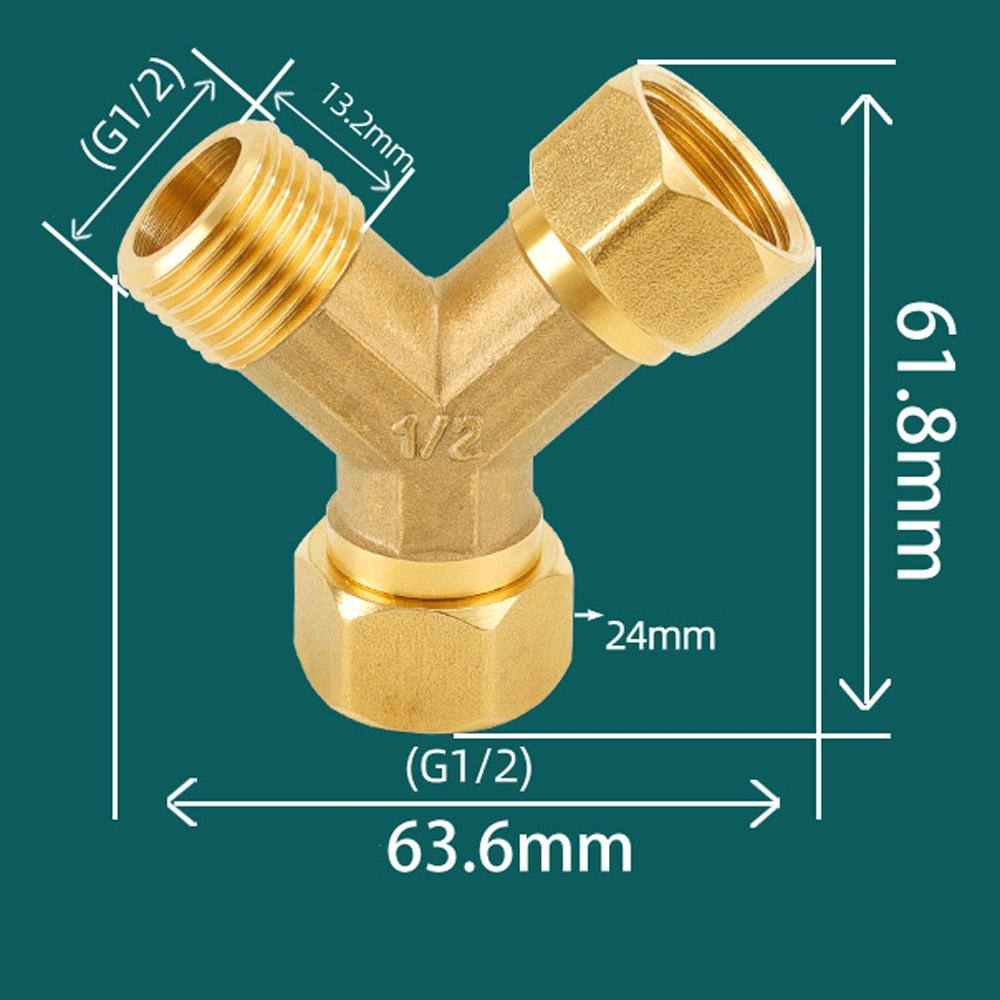 Raccordo a Y in ottone H58 Filettatura BSPP da 1/2" 3/4" Riduttore equalizzatore Giunto di unione ispessito Adattatore per acqua/gas Connettore