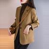 New Women Wool Coat Camel Suit Style Autumn Winter Long Sleeve Short Jacket Young Trendy