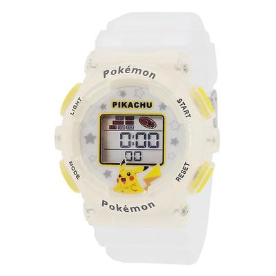 Sun Flame Digital Watch with Pikachu EL Time and Alarm Clear J-AXIS Pokémon Design, Backlight, Calendar, Stopwatch, Signal, Functions,