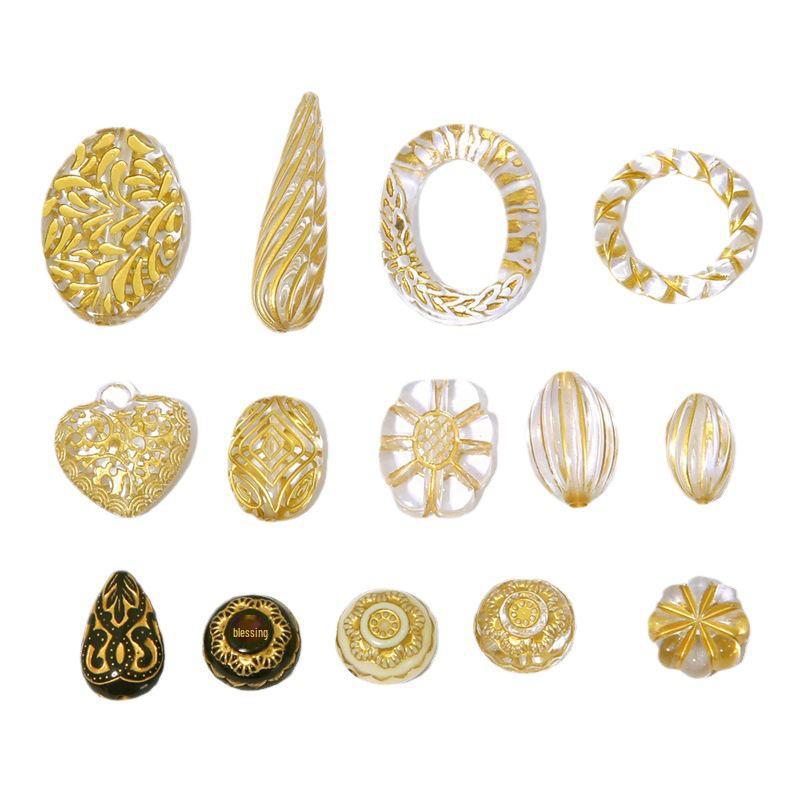 Baroque Gold-painted Acrylic Beads for DIY Necklace & Bracelet Accessories