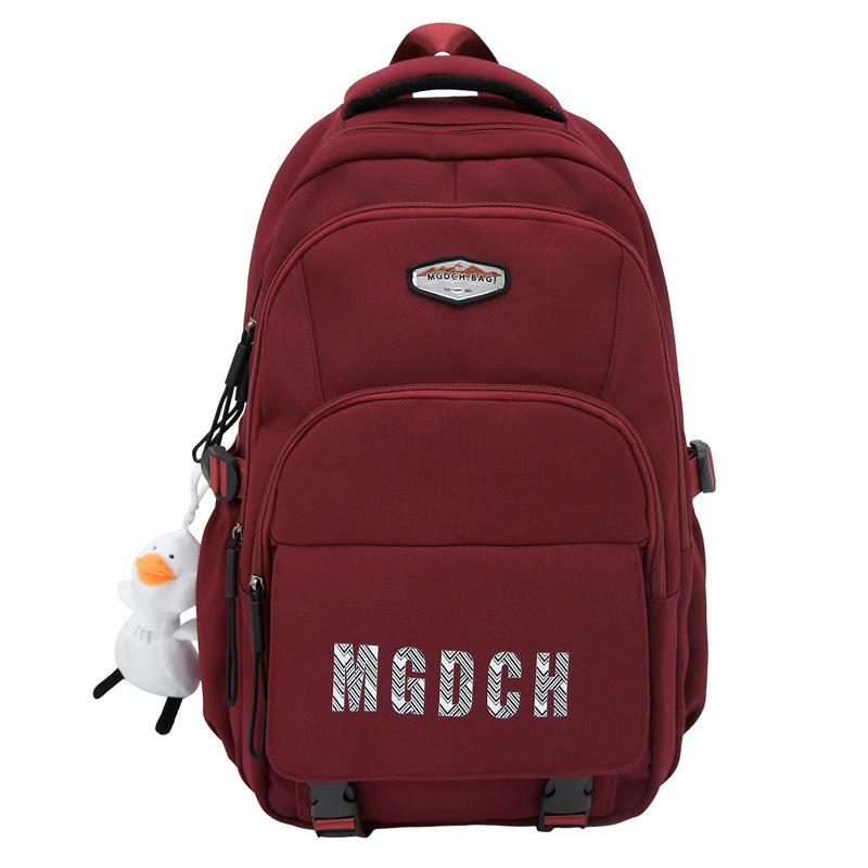 

Leisure large-capacity multi-level student schoolbag new travel travel junior high school students backpack Without pendant красный