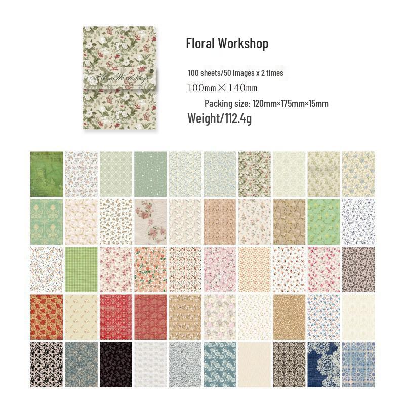 American Retro Floral Literary Journal Background Paper