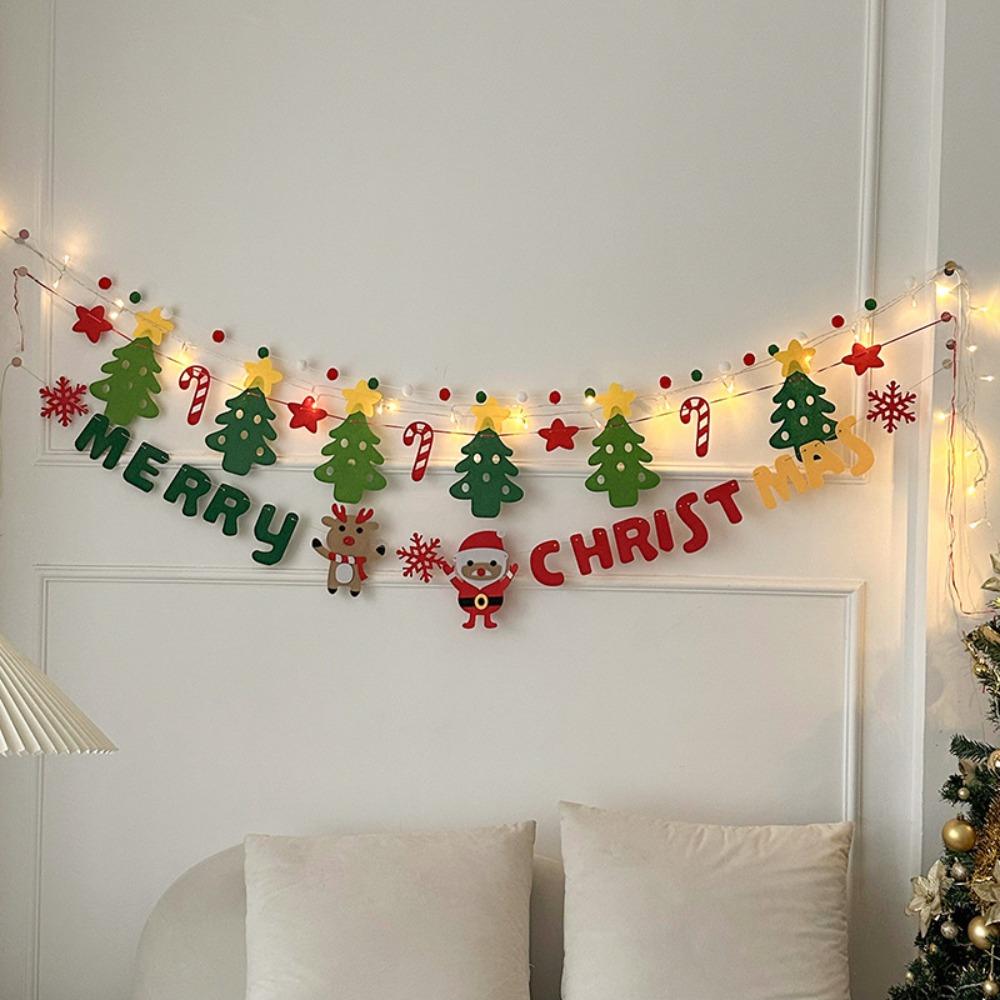 Triangle Flag Christmas Banner Coloured Hairball Christmas Tree Decoration  Christmas