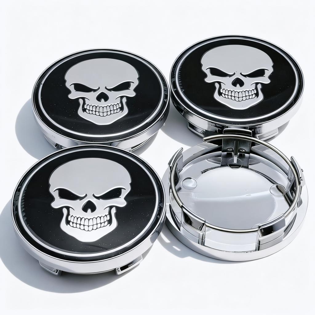 4pcs Skull Logo Emblem Car Wheel Center Caps 58MM 54MM Wheels Hub Centre Cap Skulls Badge Rim Hubcaps Dust Cover Car Accessories