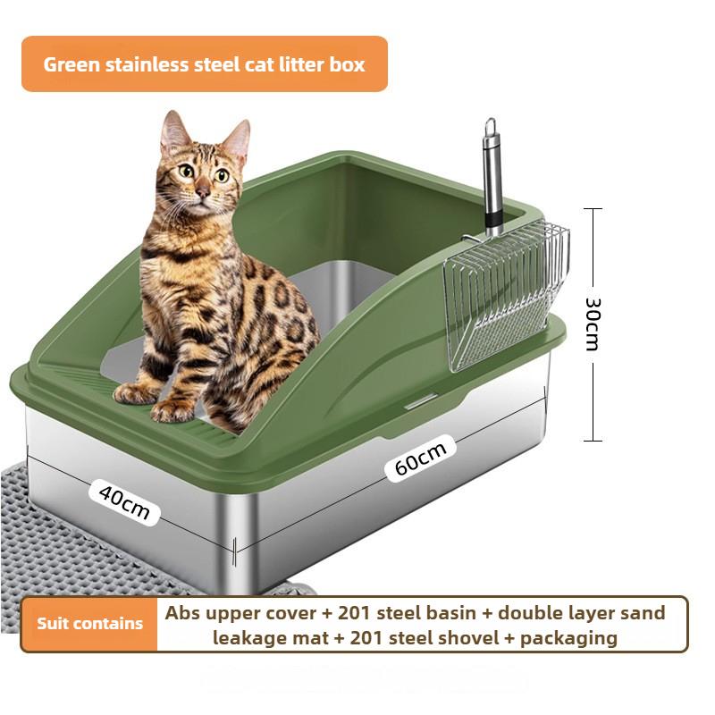 Stainless Steel Cat Litter Box Enclosed Large Cat Toilet Deodorizing Easy To Clean Pet Supplies Anti-corrosion Cat Bedpans