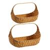 Woven Picnic Basket Organizer Flowers Fruit Serving Imitation Rattan Storage Basket with Handle for Garden Easter Eggs Pantry