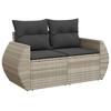5 Piece Garden Sofa Set with Cushions Light Grey Poly Rattan