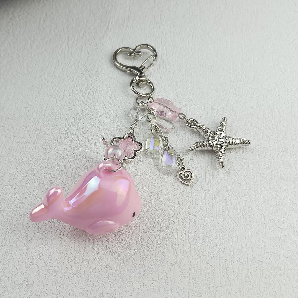 Y2K Whale Shell Starfish Lanyard Phone Charms Ins Style Beaded Keychain Mobile Phone Camera Charms for Girl Gifts