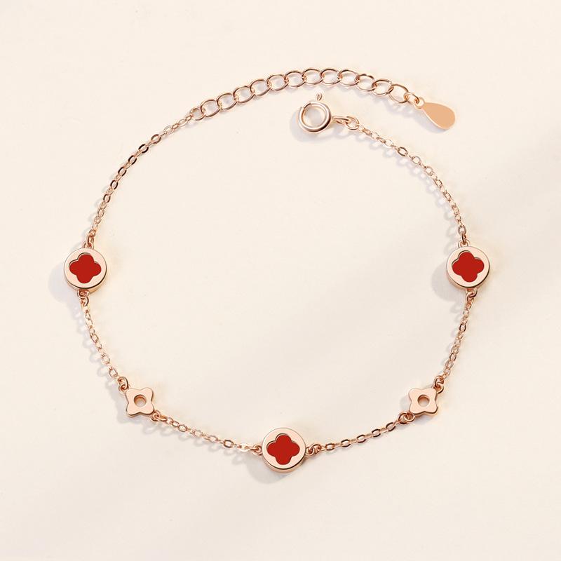 

Four-Leaf Clover Agate Bracelet For Women S Niche Lamp Luxury Temperament High-End Ins Style Jewelry Girls Gift