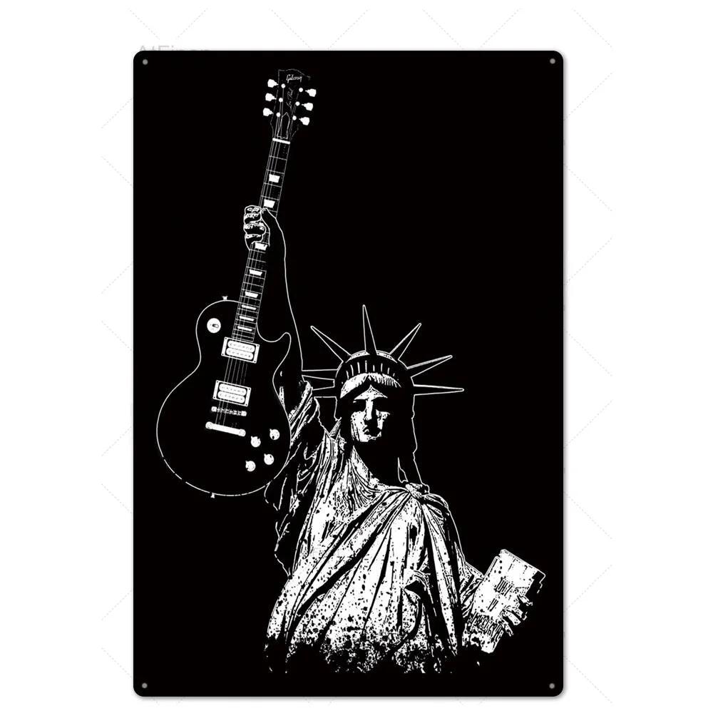 Vintage Rock  Roll Tin Sign Metal Poster  Retro Wall Decor for Bar Pub Club Man Cave  Perfect Metal Plaque for Music Lovers