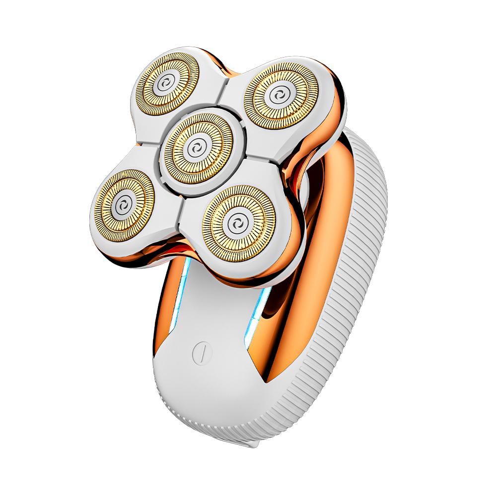 Five-Blade Head Women's Gold Electric Hair Removal Device with Floating USB Rechargeable Portable Wet & Dry Razors