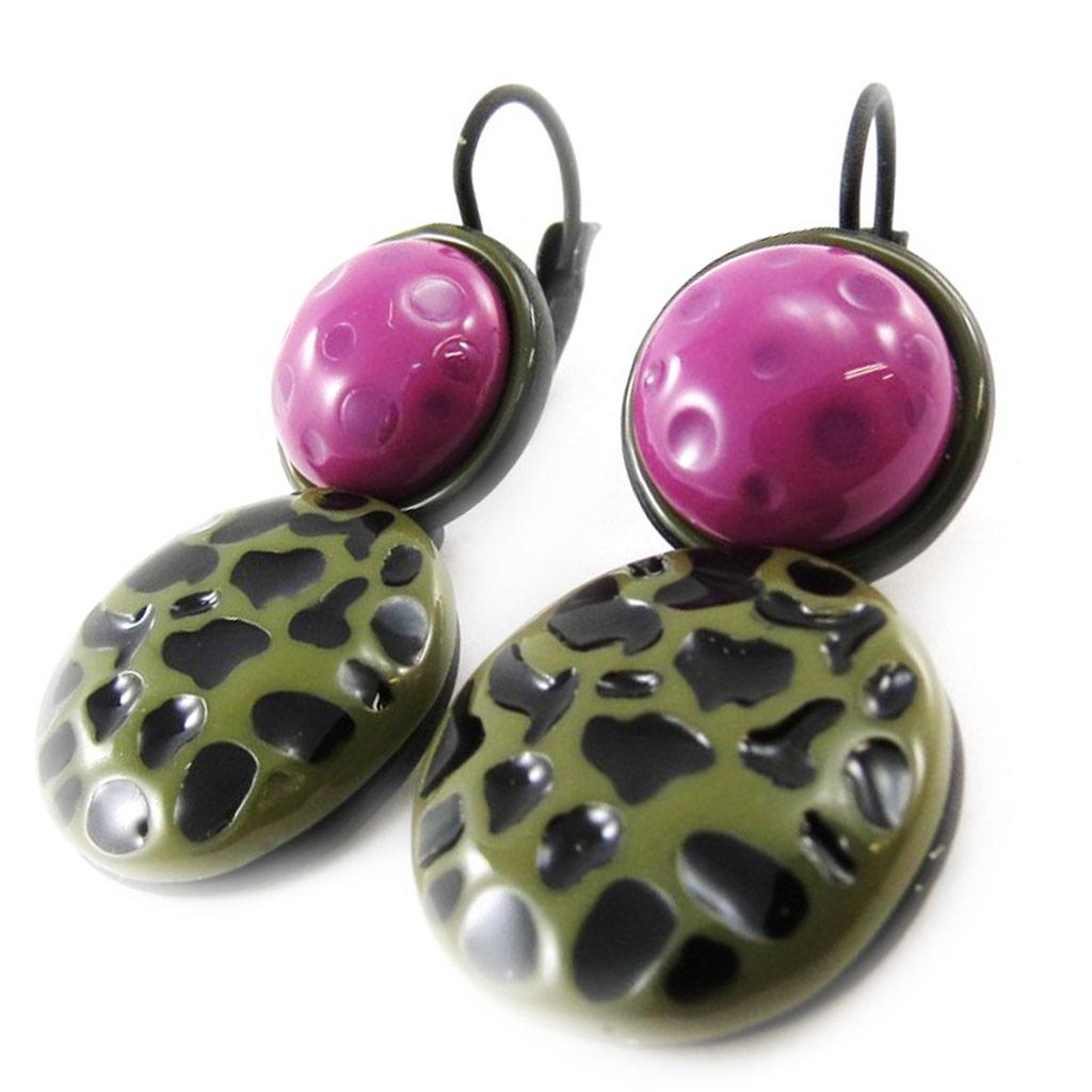 NOA [J1764] - Purple Green 'Safari' Designer Earrings