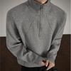 Korean Style Trendy Autumn/Winter Men's Half-Zip Light Luxury Knit Pullover Sweater