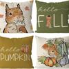 Autumn Harvest Sofa Pillow Pumpkin Decorative Cushion Small Animal Squirrel Print Cushion Cover Pillow Cover