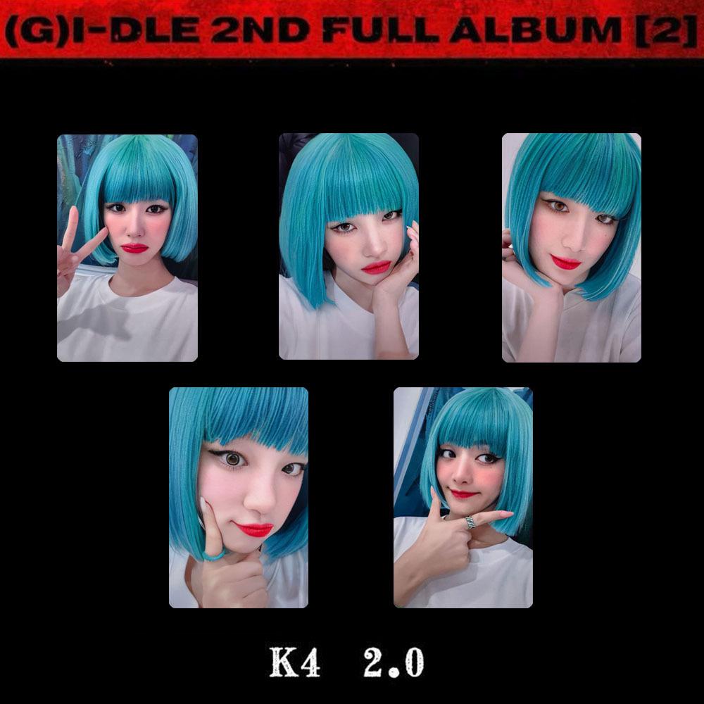 (грамм)I-DLE Альбом  2  K4 Фотокарточка - Фотокарточка с зеркальным эффектом (benefit) и фотокарточка с зелеными волосами