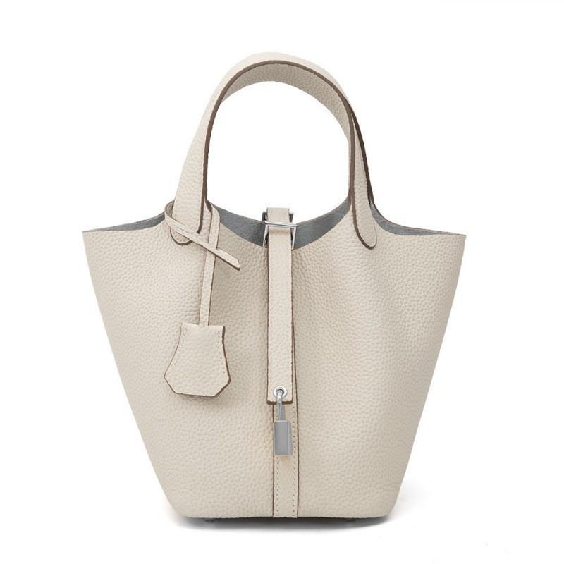 First-layer Cowhide Bucket Bag 2026 All-matching Genuine Leather Vegetable Basket Women's Large Capacity Tote Handbag