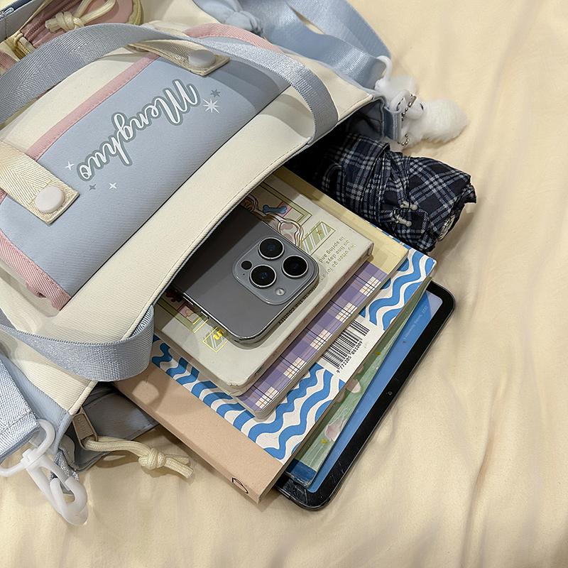 Colorblock Umhängetasche Damen College-Stil Schultertasche Junior High School Schülerinnen Große Kapazität Tragetasche