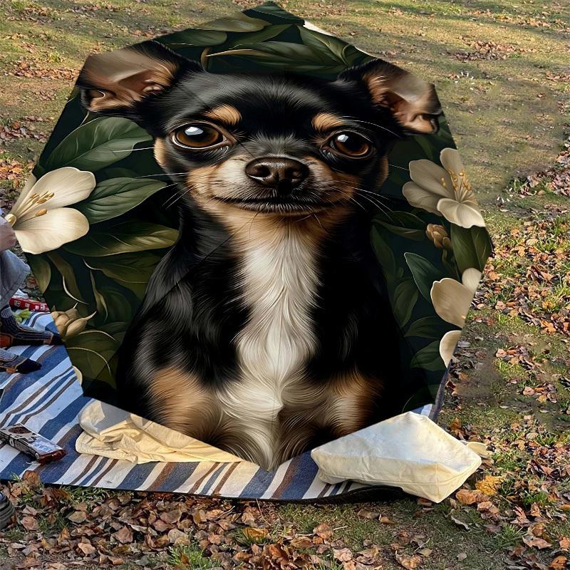 1PC Chihuahua Flowers Umbrella-8-Rib Reinforced, Automatic Open, Lightweight & Durable, Fashion Accessory for Outdoor, H0402
