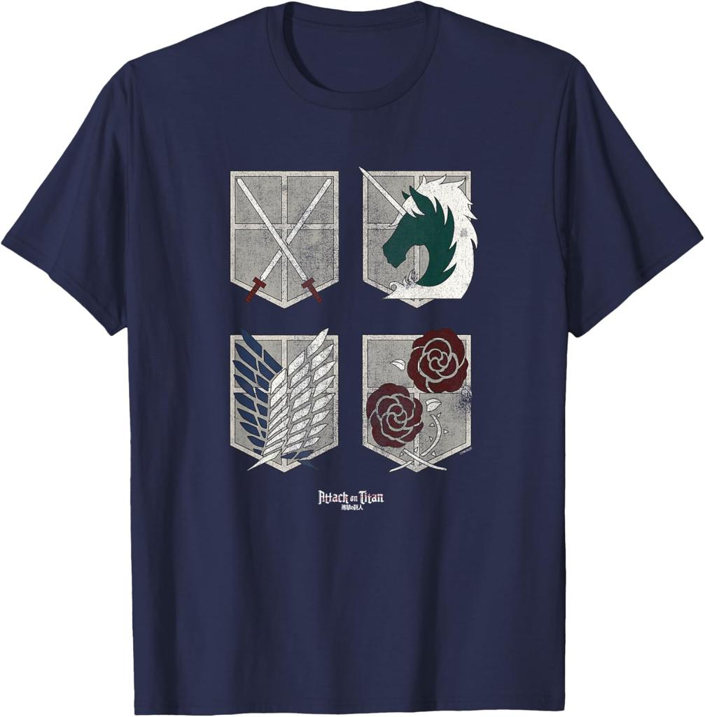 Attack On Titan Four Shields Trainee Military Corps Garrison Fashion Casual Funny Tshirt S6xl Summer