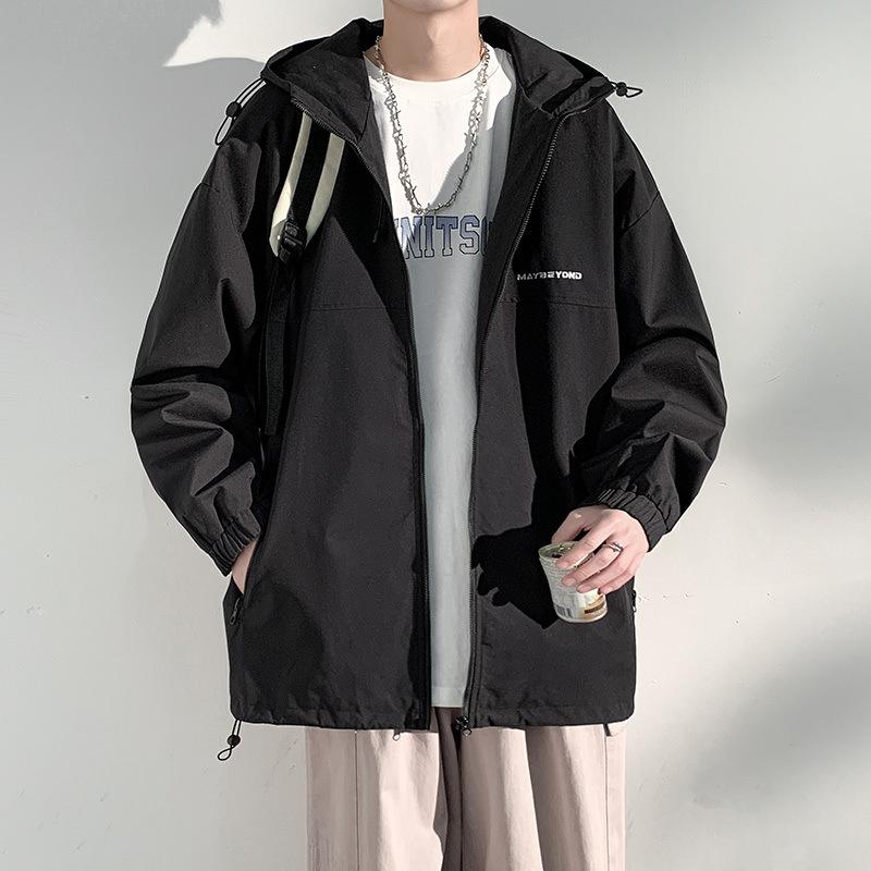 Men's and Women's Same Spring and Autumn Outdoor Waterproof Trend Fashionable Simple Versatile Hooded Elastic Jacket