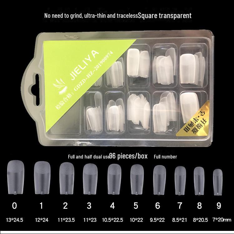 Ultra-thin Frosted Oval Nail Polish Patches - Dual Use, Full and Half Pieces (96 pcs)