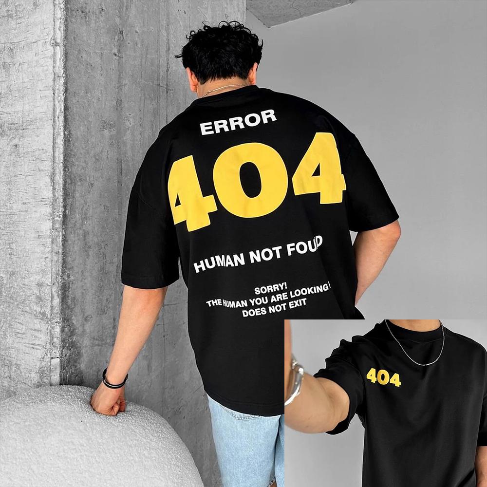 ERROR 404 Graphic Men's T-Shirt  Summer Harajuku Hip Hop Unisex Cotton Tops Clothing Korean Y2K Short Sleeve T-Shirt for Men