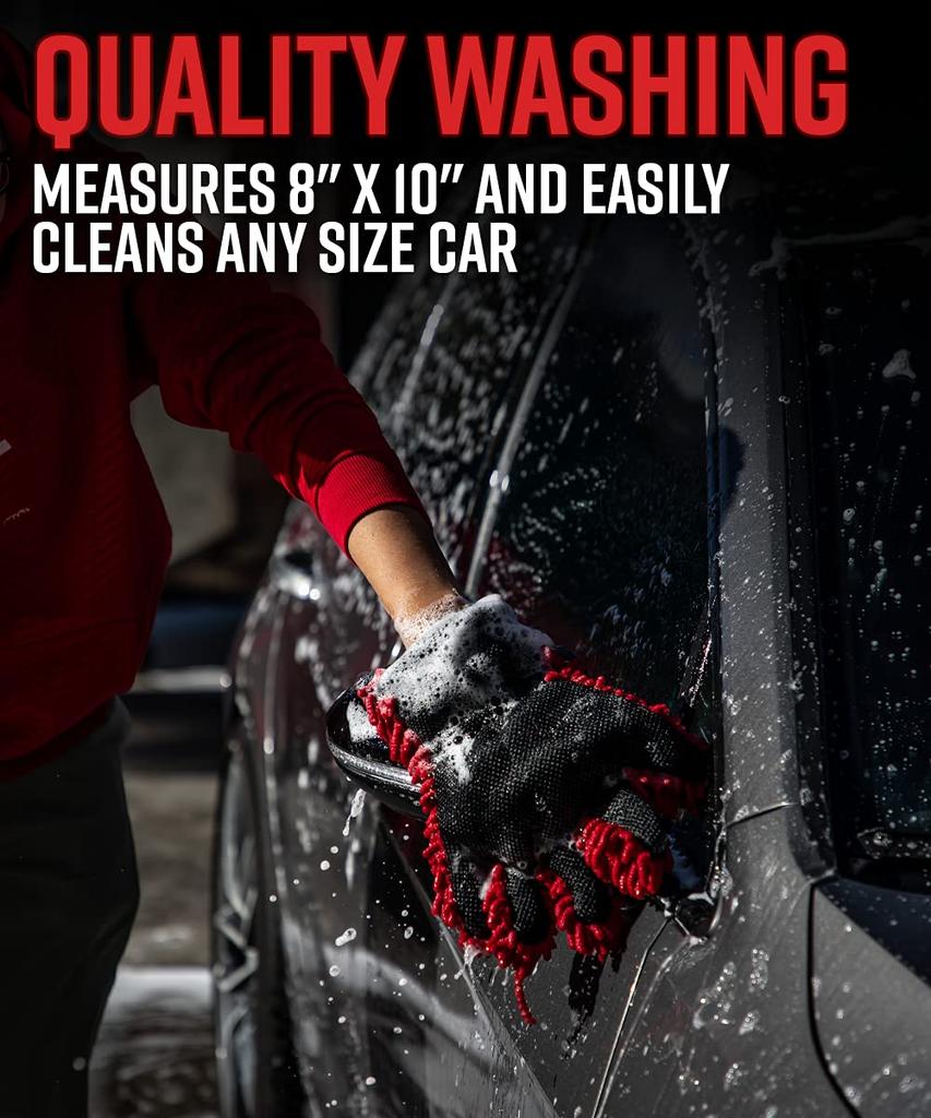 Polishes Microfiber Dual Wash Mitt Soft Chenille Microfiber for Safe Cleaning Scrubbing Surface Removes and Other Hard to Remove Buildup Adam's -