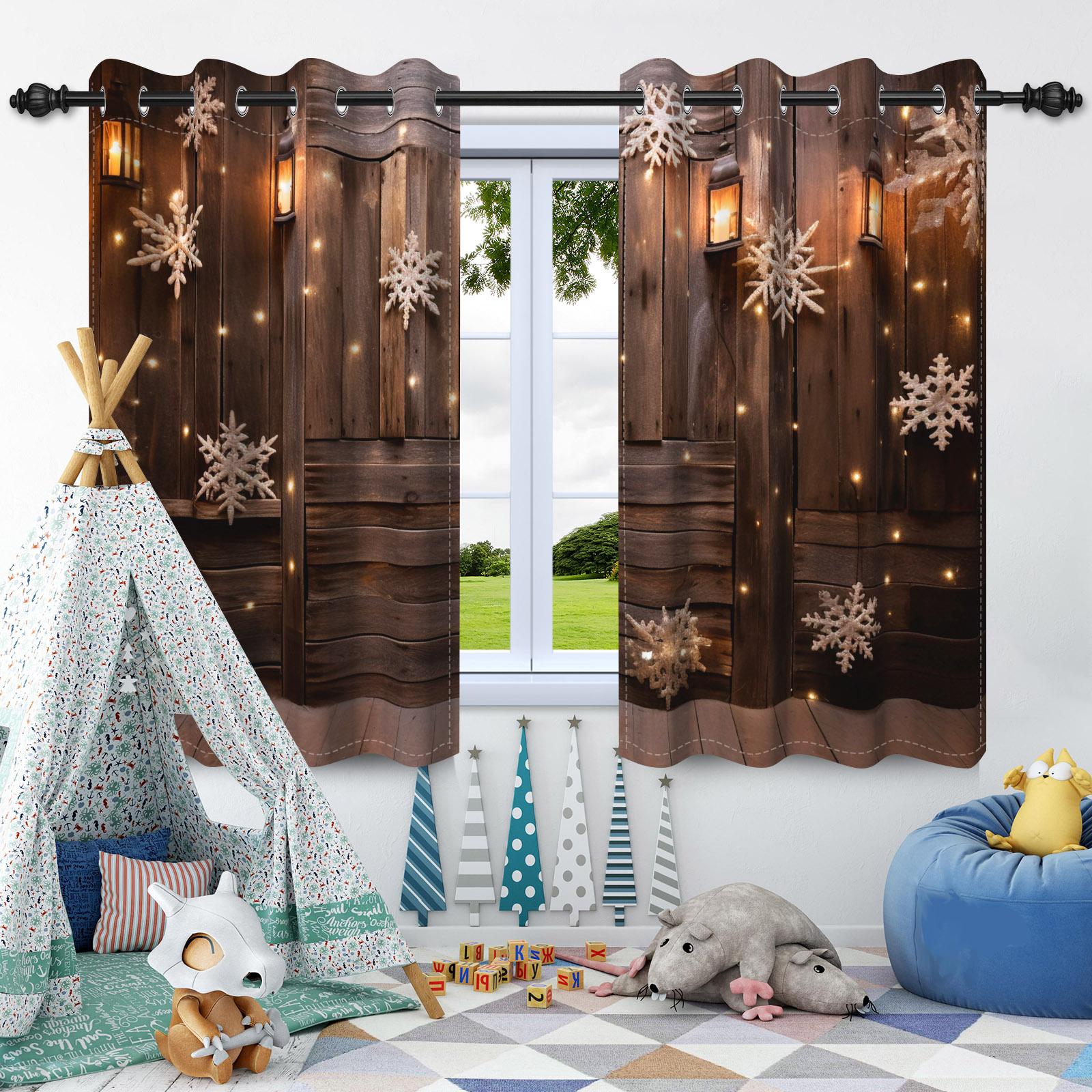 

2 шт. Рождественские светонепроницаемые шторы Рождественская елка Дед Мороз Снеговик Дом Спальня Гостиная Затемняющие Шумопоглощающие Оконные шторы 50x120cm 2pcs