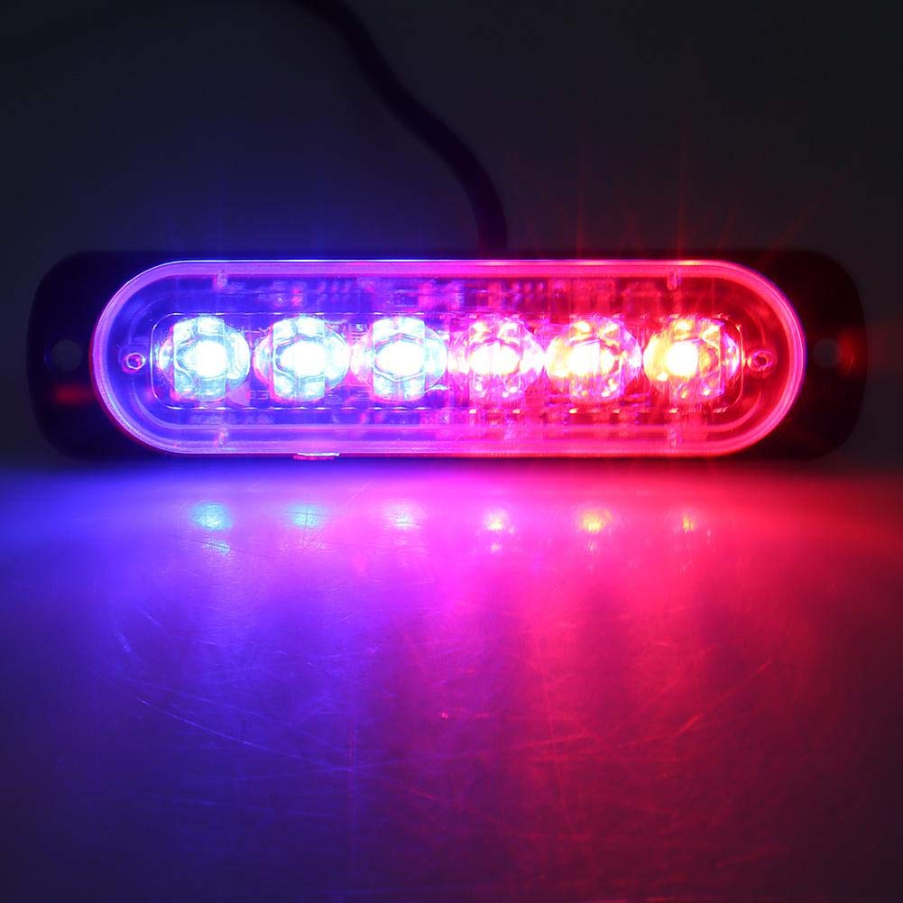 Výstražné světlo do auta, 4 ks 12-24V Auto 6 LED Blikající Stroboskopické Nouzové Výstražné Světlo Mřížka Blikající Světelná Lišta (Modrá červená)