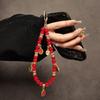 New Year Lucky Beaded Short Wrist Phone Chain, Chinese Style Five Wealth Gods Decorative Portable Mobile Phone Lanyard Pendant