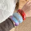 Bohemian Colorful Resin Bangle Transparent Wide Chunky Hand Ring Exaggerated Pearly Bracelet  Girls