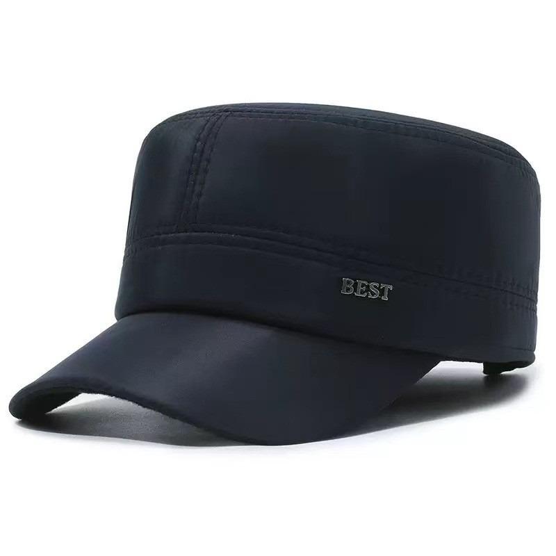 Winter hat Men's fleece cold-proof and warm flat-top hat Grandpa woolen thickened ear protector duck tongue cotton hat