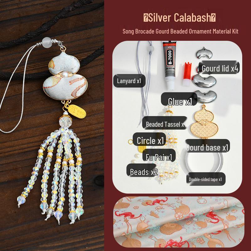 Handmade DIY Car Pendant Kit: Brocade Gourd Hanging Ornament Souvenir
