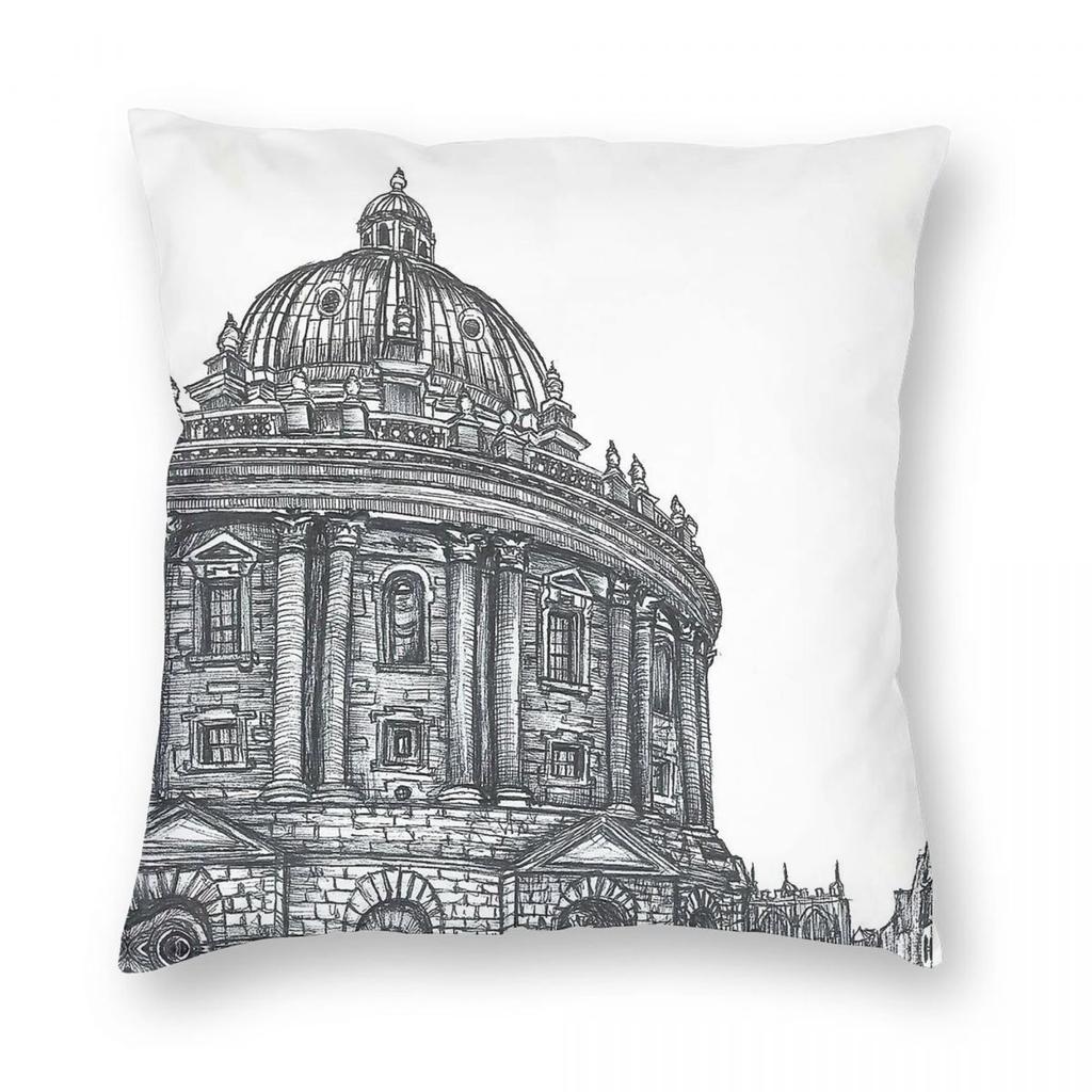 Radcliffe Camera Oxford Pillowcase Polyester Linen Velvet Printed Zip Decorative Throw Pillow Case Sofa Seater Cushion Case